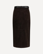 Suede Midi Skirt - BROWN | Base Blu