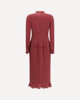 Silk polka-dot midi Dress with appliqué bows - BORDEAUX | Base Blu