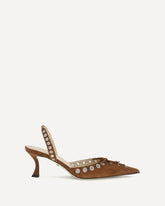 Décolletè slingback in pelle scamosciata - MARRONE | Base Blu