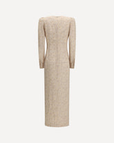 Abito drappeggiato in jacquard con volant - CREMA  | Base Blu