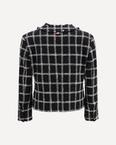 Giacca Cardigan in tweed con motivo a quadri - NERO | Base Blu