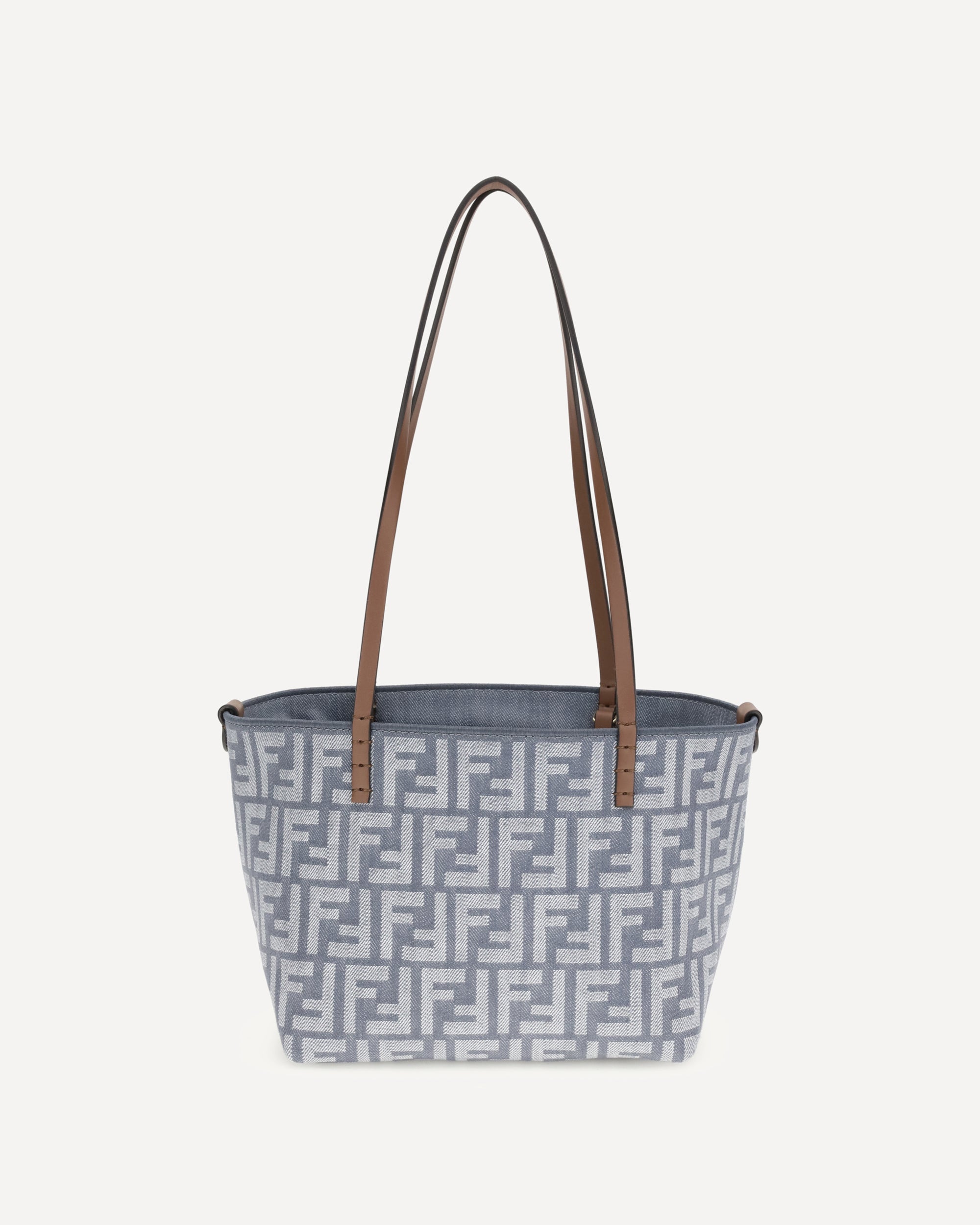 トートバッグ Fendi Fendi Embroidered Fabric Small Roll Reversible Shoppin FENDI Small Roll Reversible Tote Bag BLUE | Base Blu