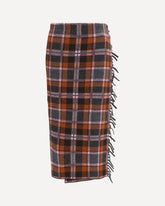 Tartan fringed wrap Skirt - BROWN | Base Blu