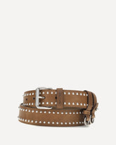 Studded suede Belt - BROWN | Base Blu