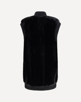 Long Vest in faux fur - BLACK | Base Blu
