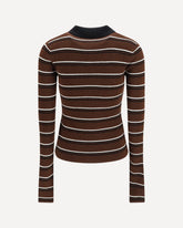 Striped Merino Polo Shirt - BROWN | Base Blu