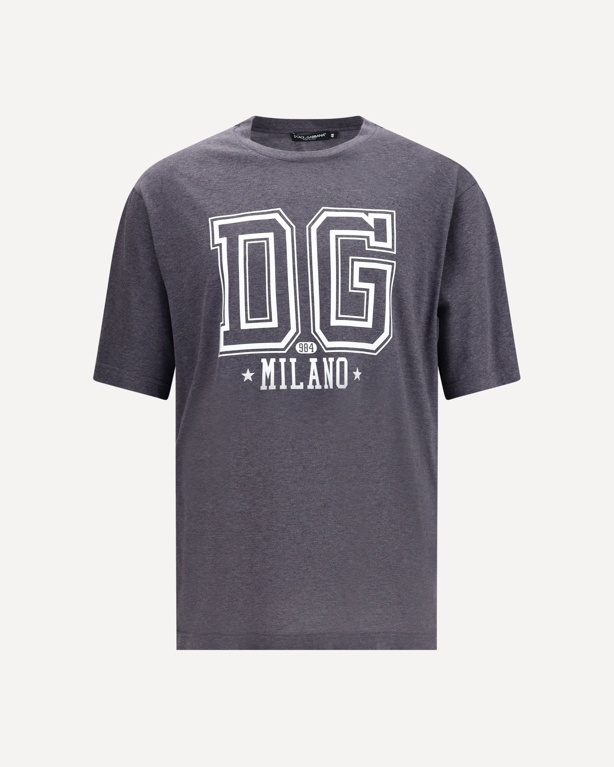 DOLCE & GABBANA Cotton T-Shirt with logo print GREY | Base Blu