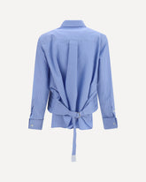 Cotton poplin Shirt with belt - LIGHT BLUE | Base Blu