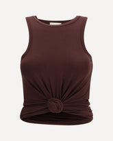 Knotted cotton tank Top - BROWN | Base Blu