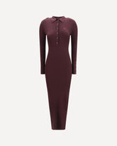 Rib knit polo long Dress - BORDEAUX | Base Blu