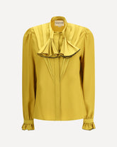 Silk Ruffle Pleated Blouse - YELLOW | Base Blu