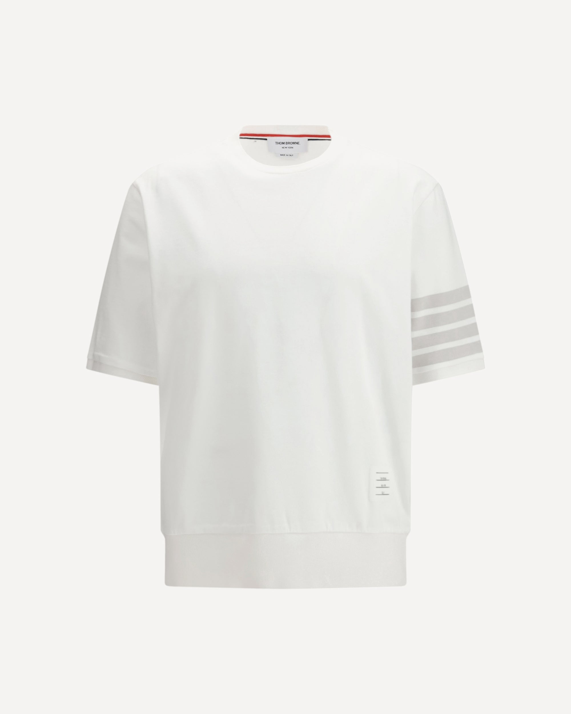 THOM BROWNE 4-Bar cotton jersey T-shirt WHITE | Base Blu