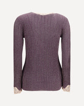Lurex knit Cardigan with lace - PURPLE | Base Blu