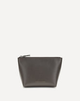 Pouch in pelle con Shiny Zipper Pull - MARRONE | Base Blu