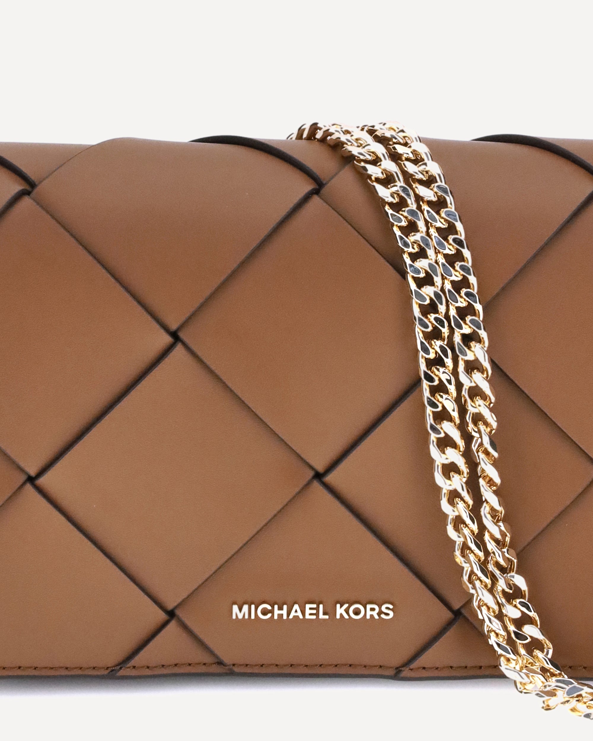 MICHAEL KORS Woven leather Jet Set Shoulder Bag BROWN | Base Blu
