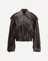 Trench corto ibrido in cotone effetto vernice - MARRONE | Base Blu