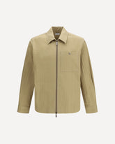 Check cotton zip Shirt Jacket - BEIGE | Base Blu