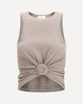 Crepe knotted tank Top - BEIGE | Base Blu