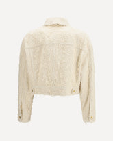 Fuzzy dyed denim outerwear Jacket with monili - CREAM | Base Blu