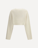 Cardigan corto girocollo con chiusura a bottoni - CREMA  | Base Blu