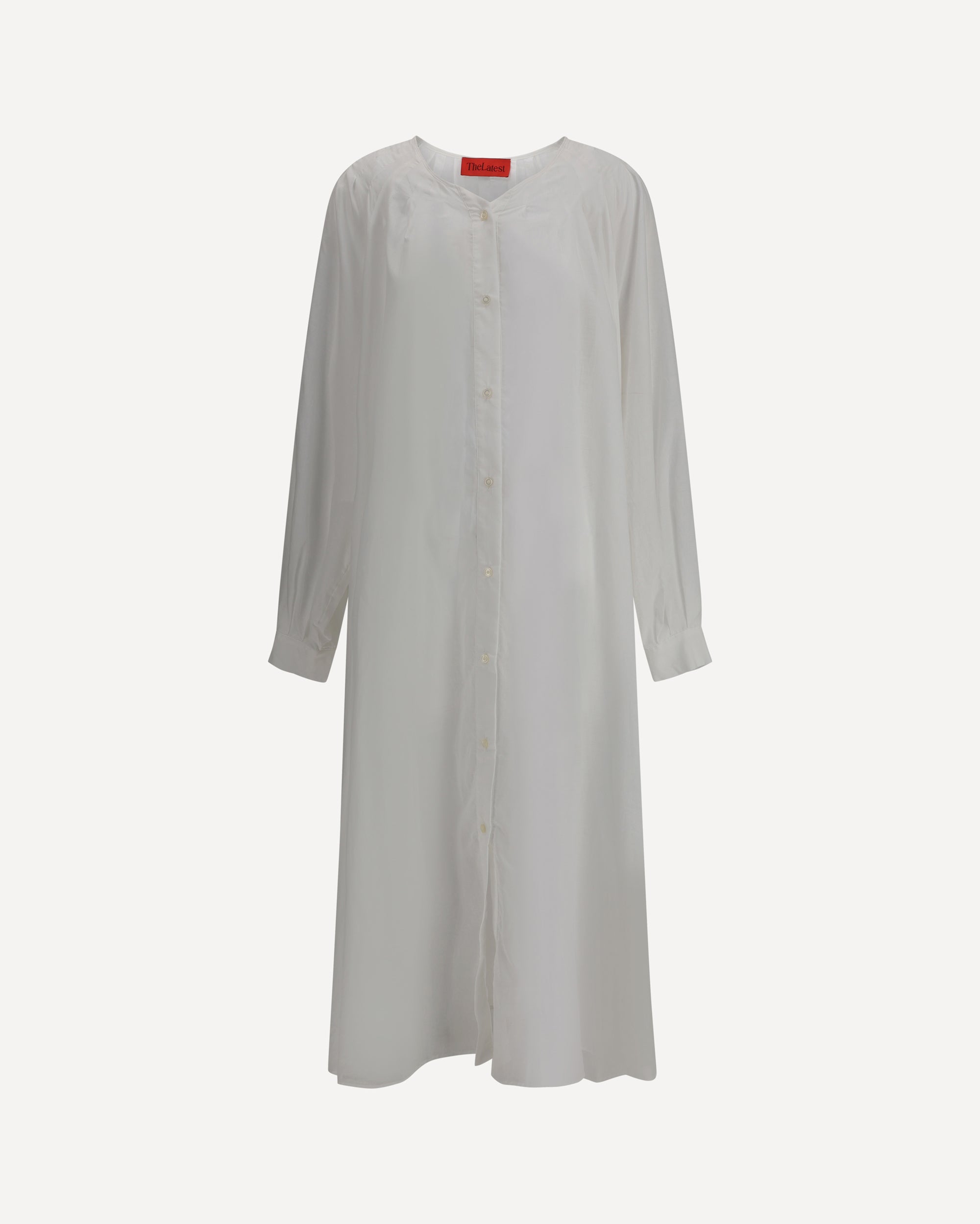 THE LATEST Cotton lon Chemisier Dress WHITE