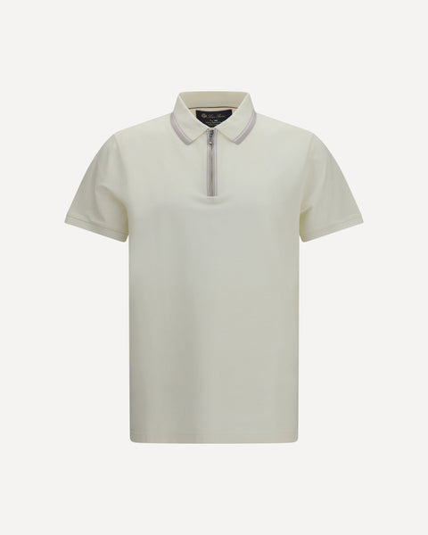 LORO PIANA Regatta Zip Polo WHITE | Base Blu