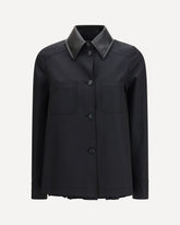 Camicia in gabardina di cotone con retro plissé - NERO | Base Blu