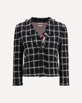 Checked tweed Cardigan Jacket - BLACK | Base Blu