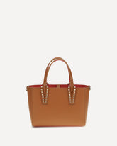 Leather Tote Bag with spikes - BROWN | Base Blu