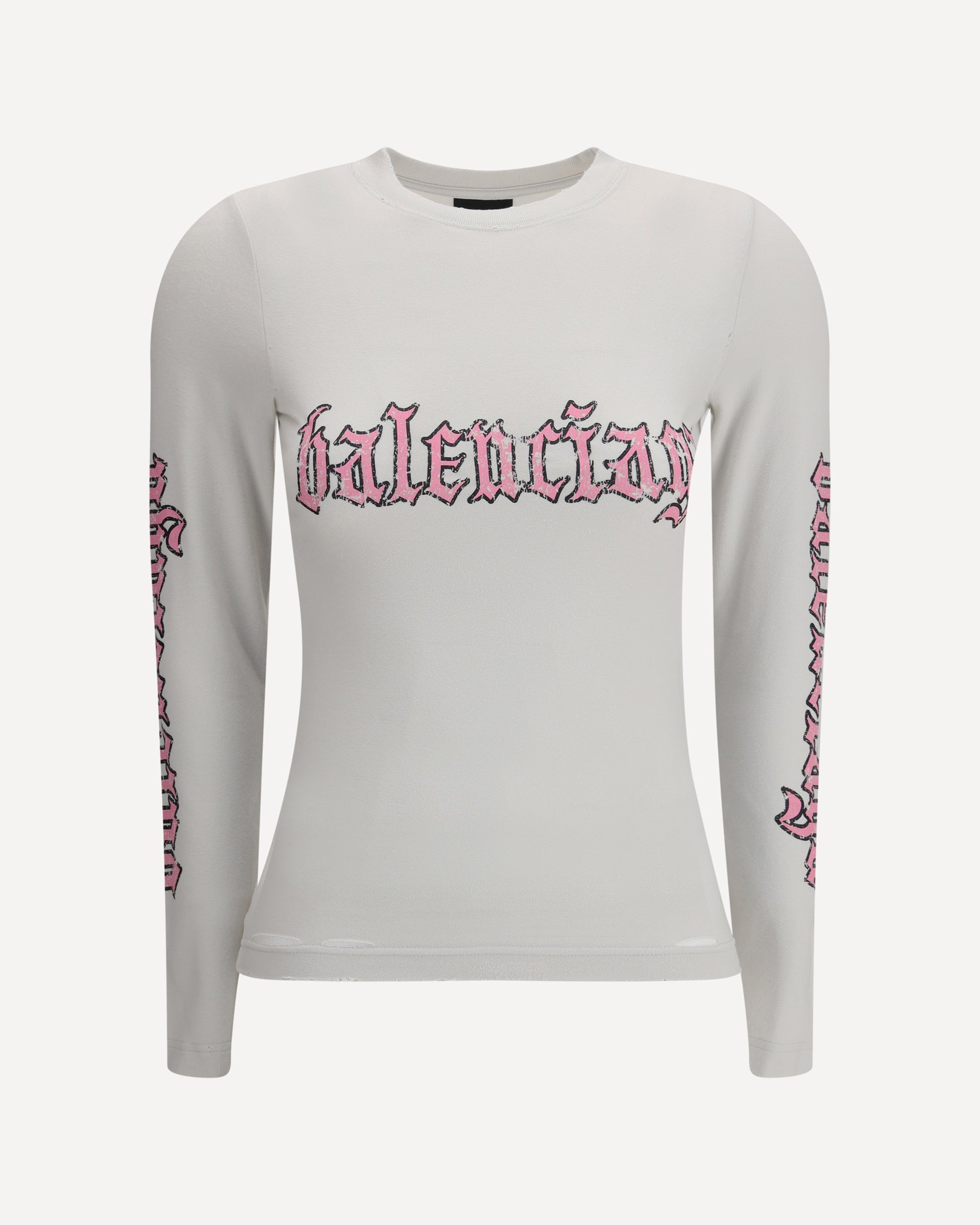BALENCIAGA Blackletter Script long sleeve T-Shirt WHITE
