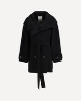 Short wool Trench Coat - BLACK | Base Blu