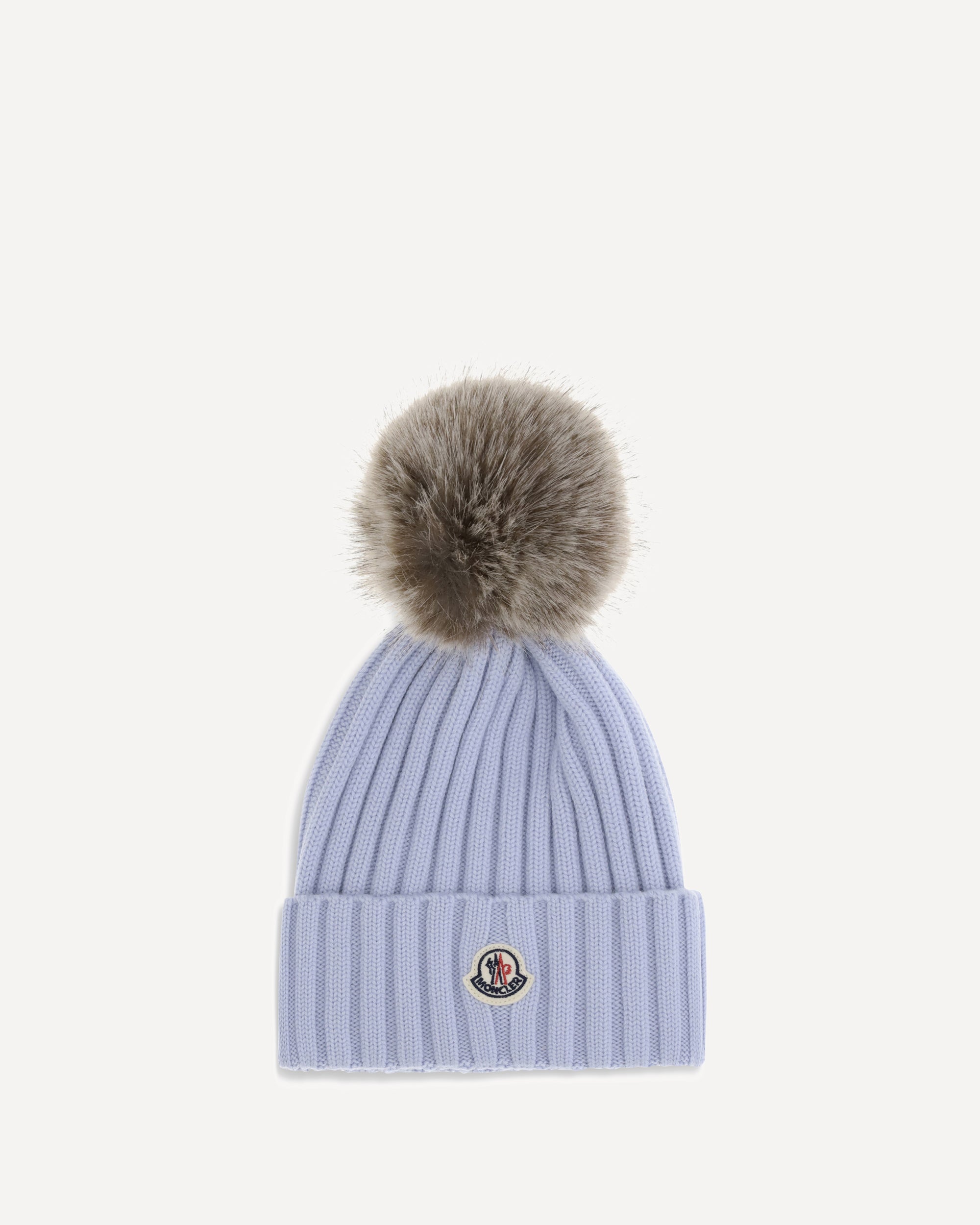 帽子・その他 Moncler White and blue wool hat MONCLER Pom pom wool Hat LIGHT BLUE | Base Blu