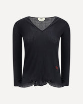 Long-sleeved Virgin Wool top - BLACK | Base Blu