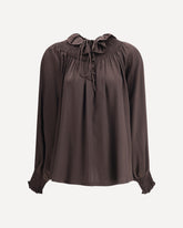 Geometric Silk Blouse - BROWN | Base Blu