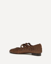 Woven leathe Mary Jane Ballerinas - BROWN | Base Blu