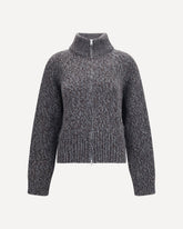 Cardigan in lana merino con zip - GRIGIO | Base Blu