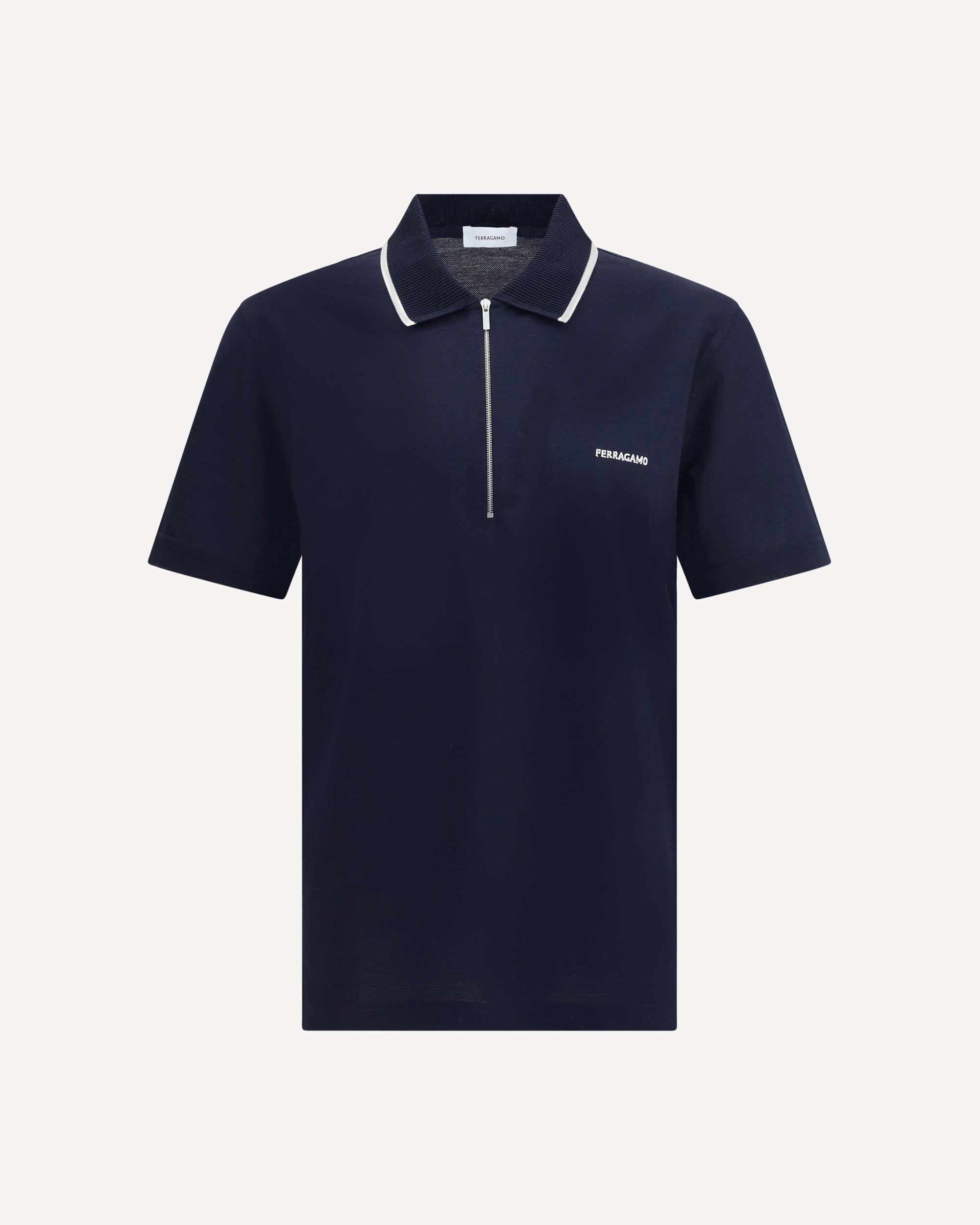 FERRAGAMO Zip Polo Shirt BLUE Base Blu