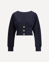 Felpa in Cotone con Dettaglio Corsetto  - BLU | Base Blu