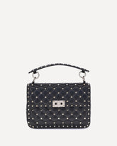 Medium Rockstud Spike Shoulder Bag - BLACK | Base Blu