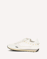Stud Up Sneakers in leather and nylon - WHITE | Base Blu