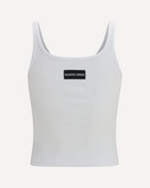 Moon Logo Ribbed Jersey Cropped Tank Top - WHITE | Base Blu