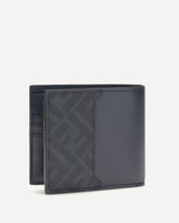 FF leather and canvas bifold Wallet - BLUE | Base Blu