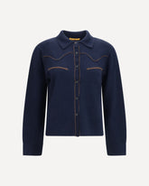 Cropped Western cashmere Shirt - BLUE | Base Blu