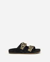 Urchin suede Check Sandals - BLACK | Base Blu