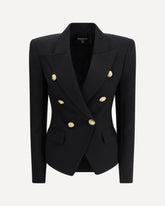 6 Buttons Fitted Grain De Poudre Jacket - BLACK | Base Blu