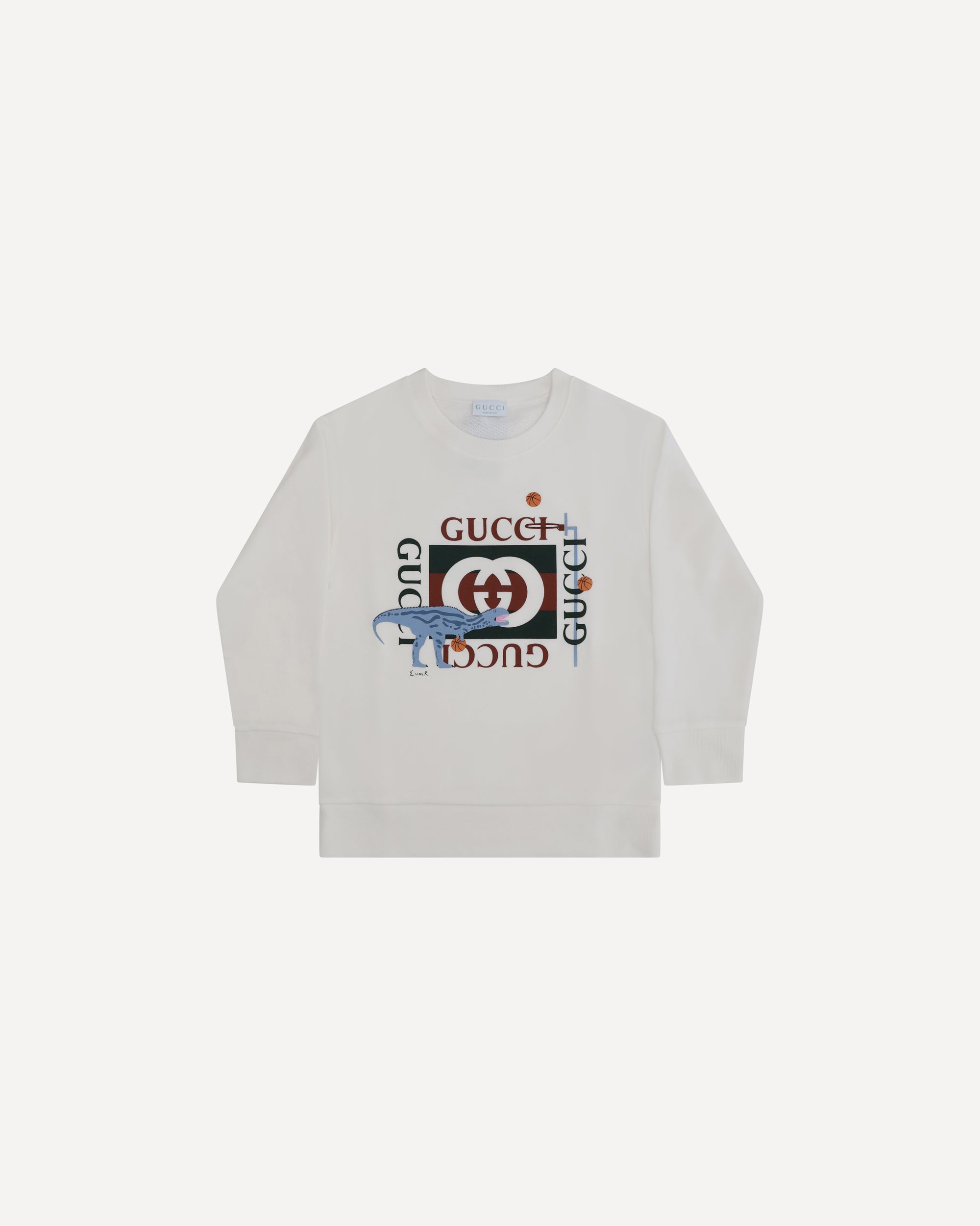 【関税&送料込】Gucci Cotton Sweatshirt With Logo On The Bac GUCCI Cotton Sweatshirt for Boy WHITE | Base Blu