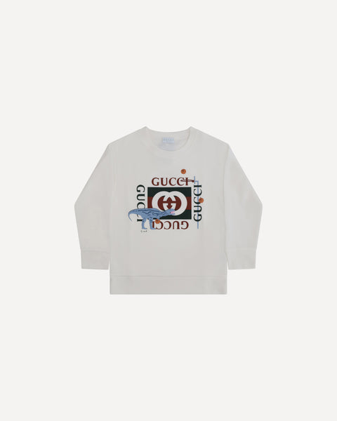 GUCCI Cotton Sweatshirt for Boy WHITE Base Blu