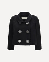 Cropped Jacket with jewel buttons - BLACK | Base Blu