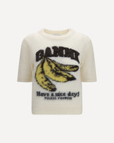 Alpaca graphic knit T-shirt - CREAM | Base Blu