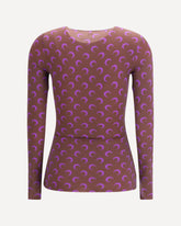 Long-sleeve Top with iconic all-over contrasting moon logo print - PURPLE | Base Blu
